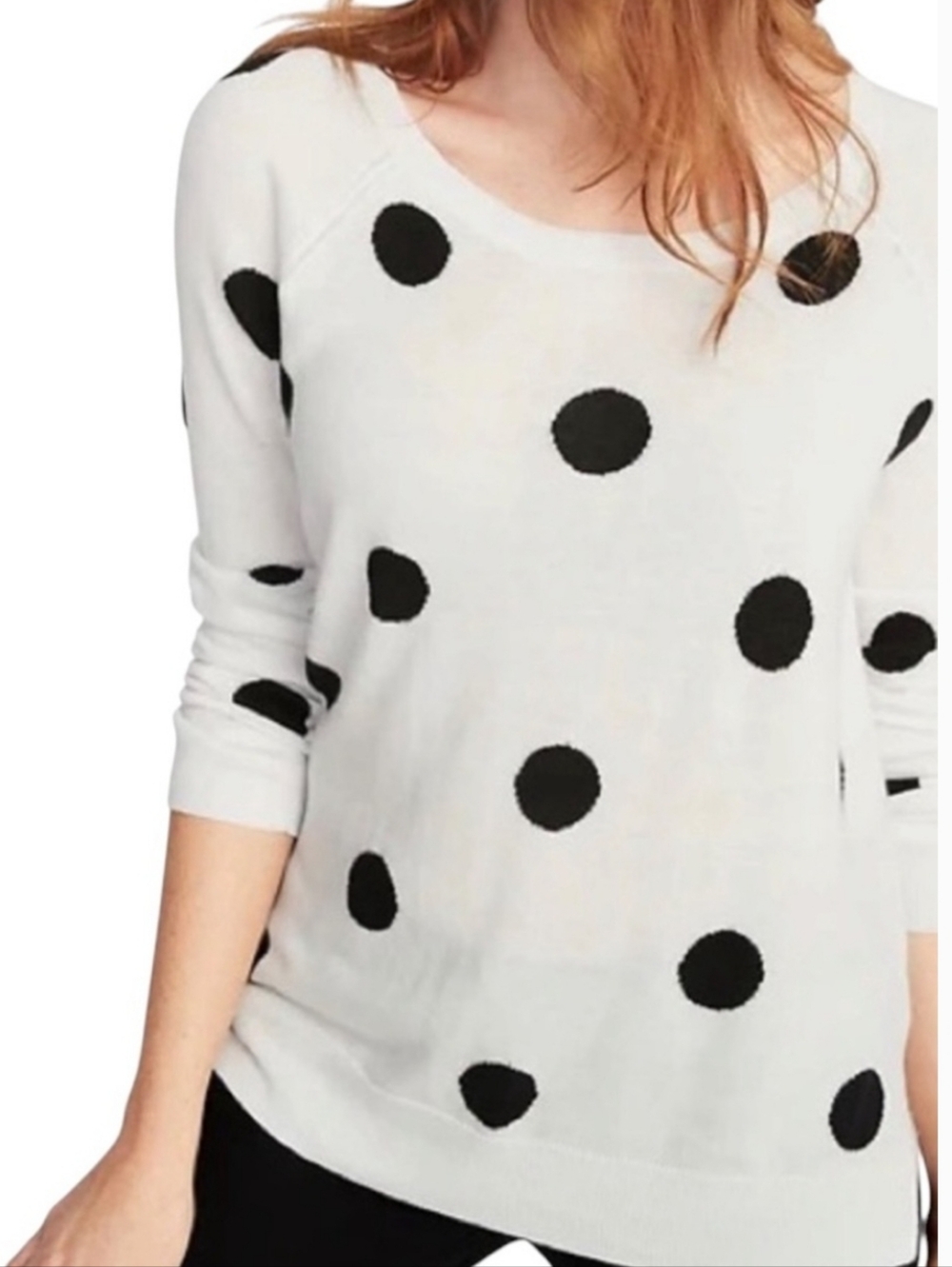 NWT Old Navy White and Black Polka Dot Knit Sweater XXL